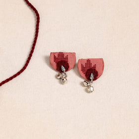 Pink - thread work gs fabart necklace set 05 - handcrafted