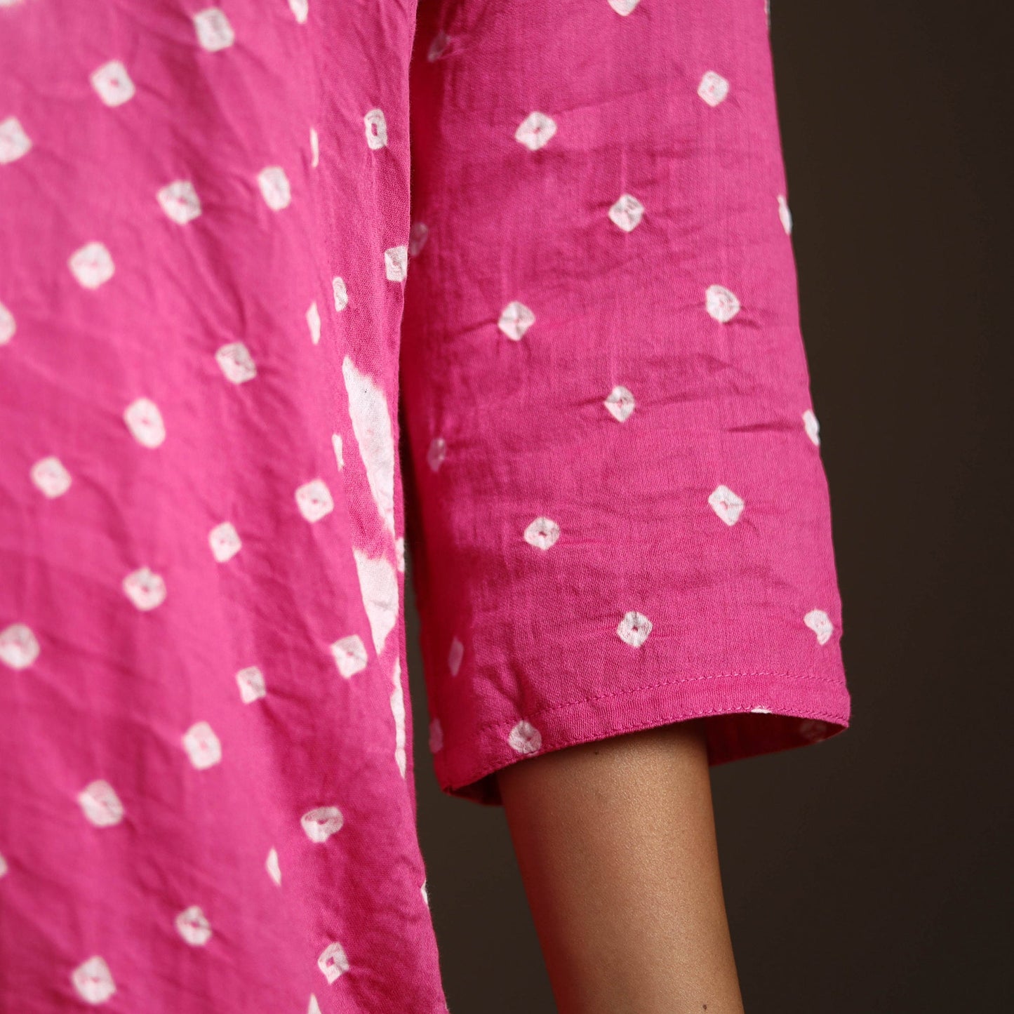 Pink - tie-dye cotton bandhani kurta set (set of 3) 06