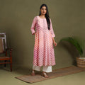 Pink Tie-Dye Cotton A-Line Leheriya Kurta