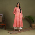 Pink Tie-Dye Cotton A-Line Leheriya Kurta