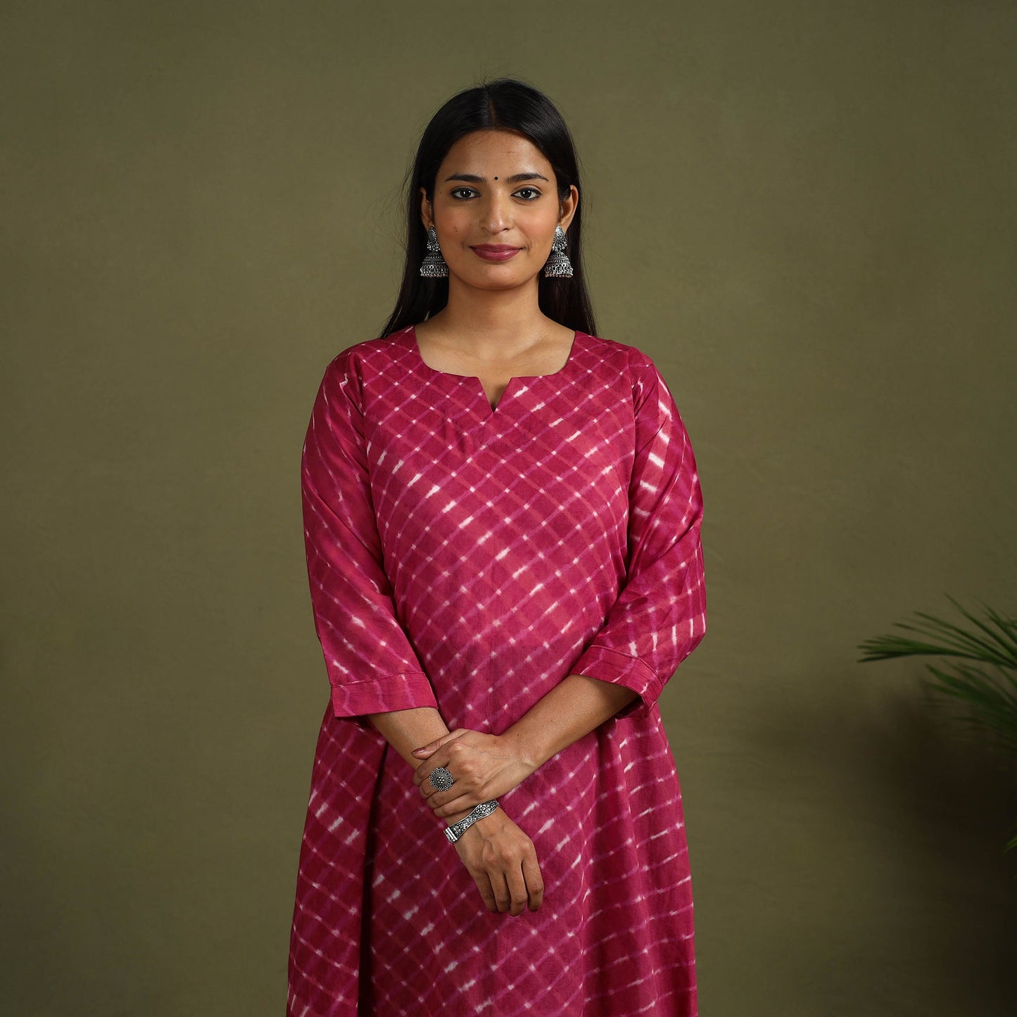 Buy Pink Tie-Dye Cotton A-Line Leheriya Kurta