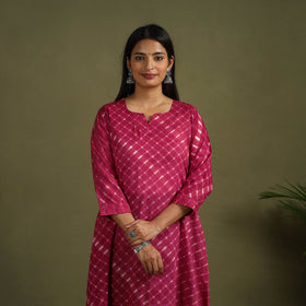 Buy Pink Tie-Dye Cotton A-Line Leheriya Kurta