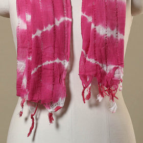 Pink Tie-Dye Cotton Shibori Stole with Tassels