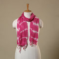 Pink Tie-Dye Cotton Shibori Stole with Tassels