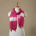 Pink Tie-Dye Cotton Shibori Stole with Tassels