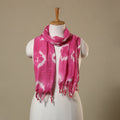 Pink - tie-dye cotton shibori stole with tassels 05