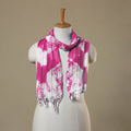 Pink Tie-Dye Cotton Shibori Stole with Tassels