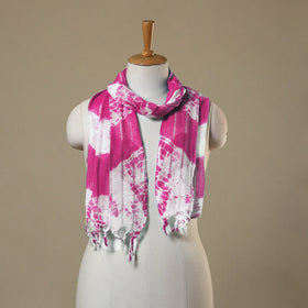 Pink Tie-Dye Cotton Shibori Stole with Tassels