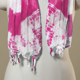 Pink Tie-Dye Cotton Shibori Stole with Tassels