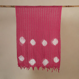 Pink Tie-Dye Cotton Shibori Stole with Tassels