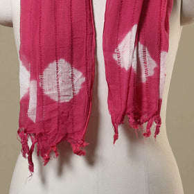 Pink Tie-Dye Cotton Shibori Stole with Tassels