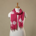 Pink Tie-Dye Cotton Shibori Stole with Tassels