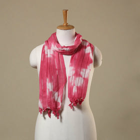 Pink Tie-Dye Cotton Shibori Stole with Tassels