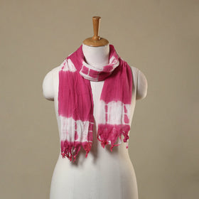 Pink Tie-Dye Cotton Shibori Stole with Tassels