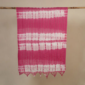 Pink Tie-Dye Cotton Shibori Stole with Tassels