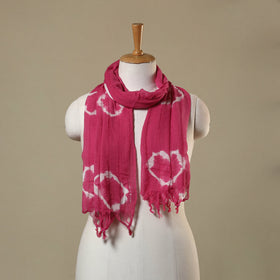 Pink Tie-Dye Cotton Shibori Stole with Tassels