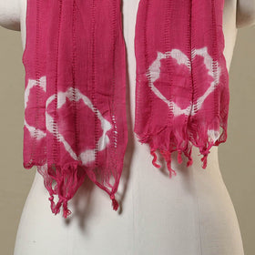Pink Tie-Dye Cotton Shibori Stole with Tassels
