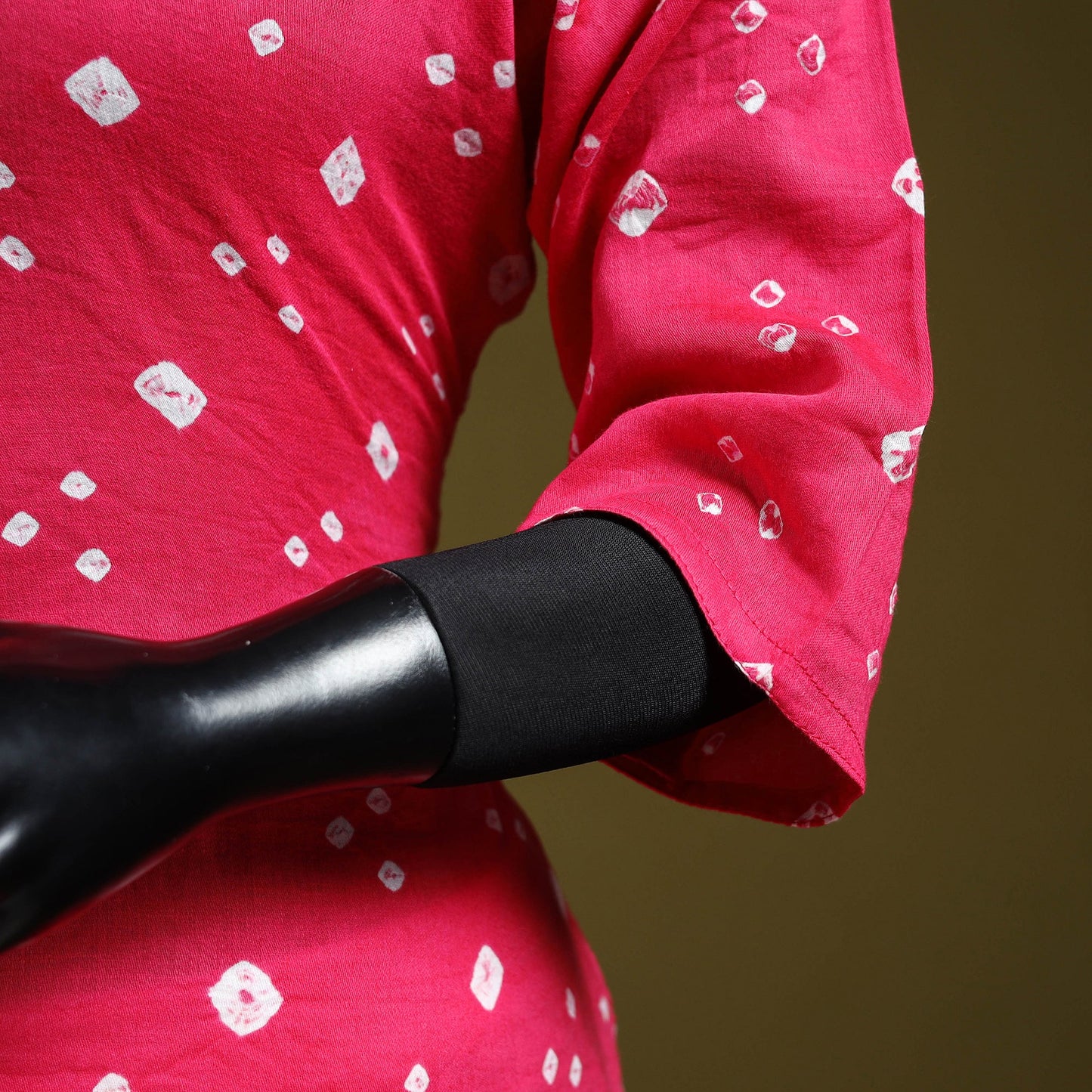 Pink - tie-dye cotton straight bandhani kurta 10