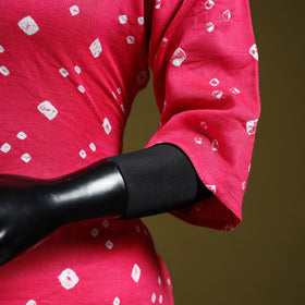 Pink - tie-dye cotton straight bandhani kurta 10