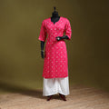 Pink - tie-dye cotton straight bandhani kurta 10