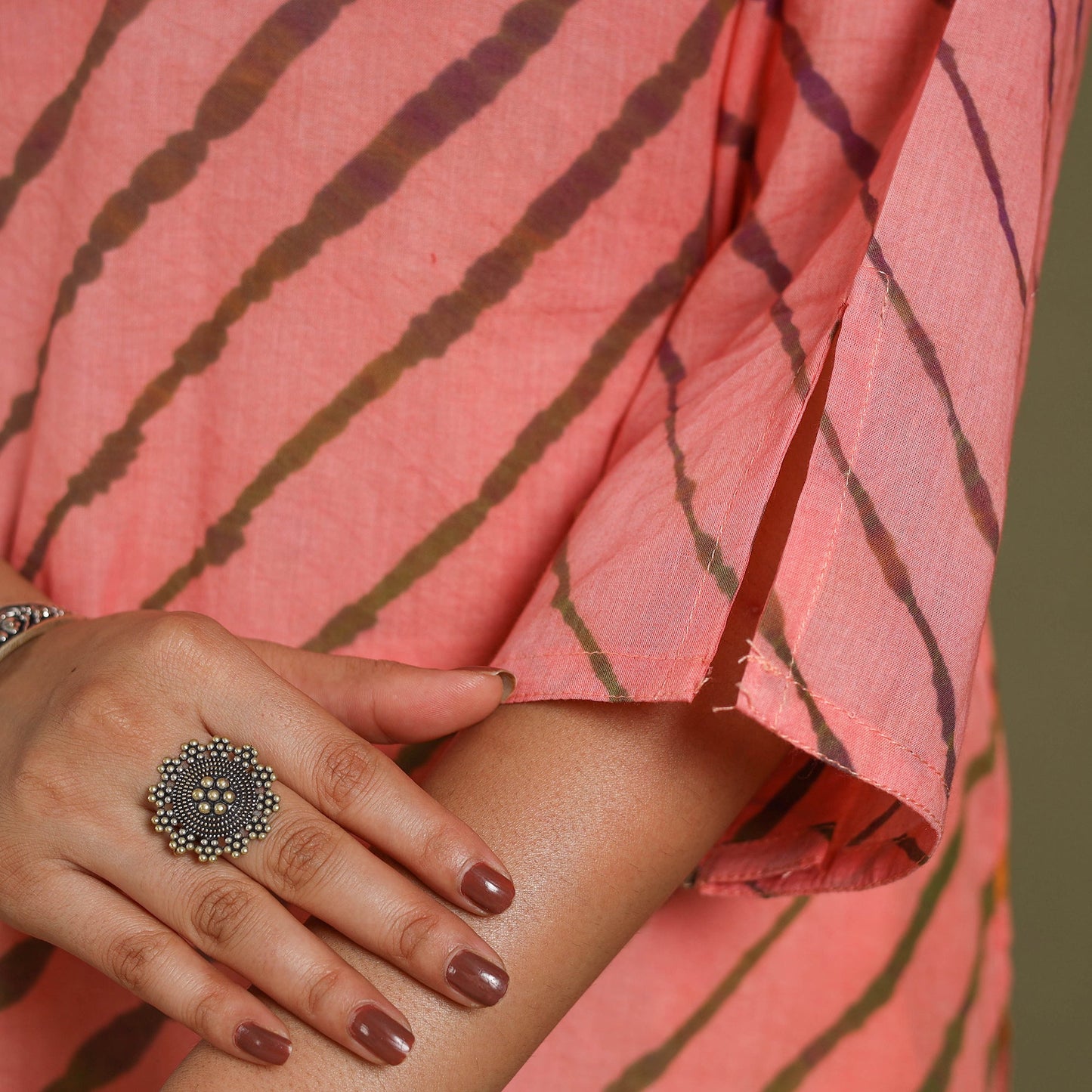 Pink  Tie-Dye Cotton Straight Leheriya Kurta