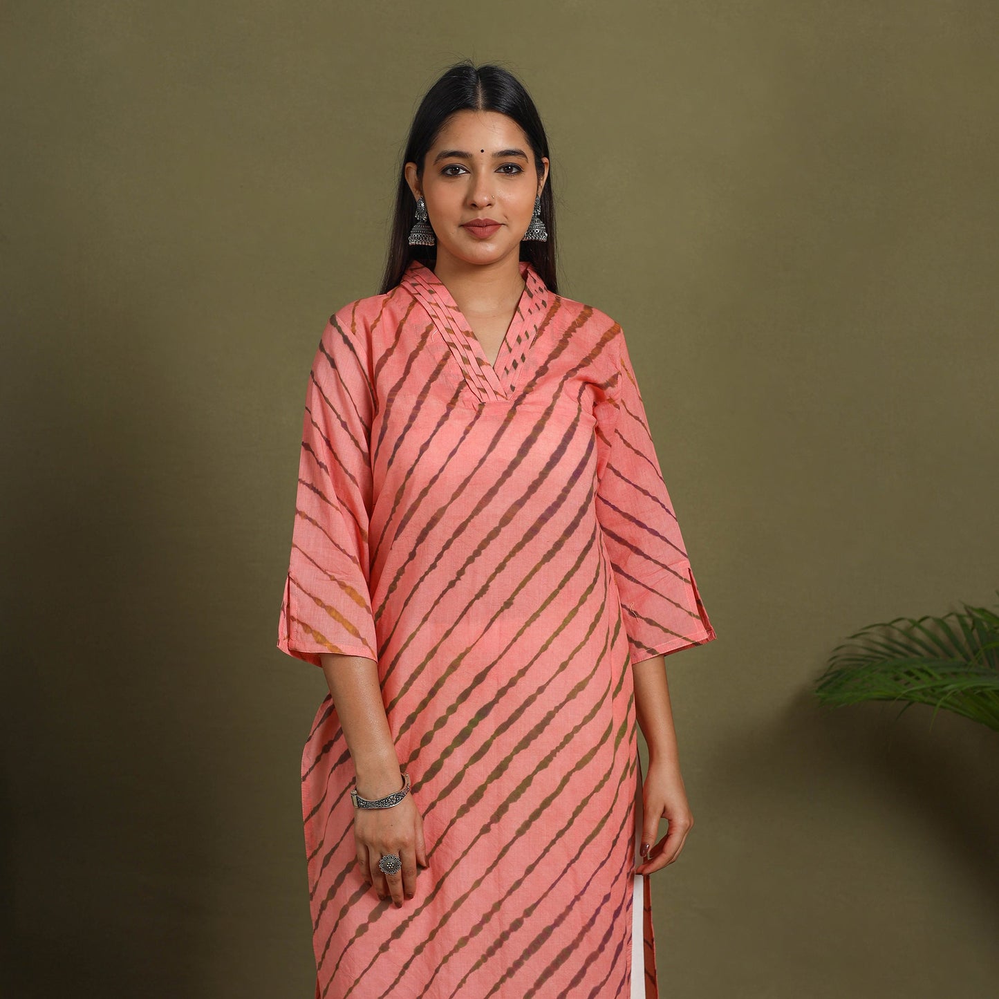 Pink  Tie-Dye Cotton Straight Leheriya Kurta