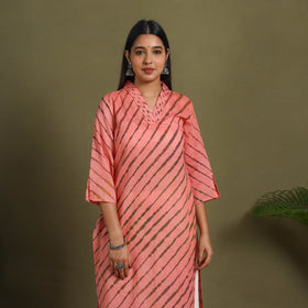 Pink  Tie-Dye Cotton Straight Leheriya Kurta