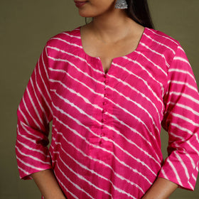 Buy Pink Tie-Dye Cotton Straight Leheriya Kurta