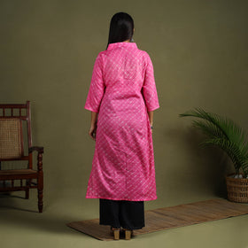  Pink Tie-Dye Cotton Straight Leheriya Kurta