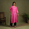  Pink Tie-Dye Cotton Straight Leheriya Kurta