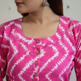 Buy Pink Tie & Dye Cotton Straight Shibori Kurta for Women