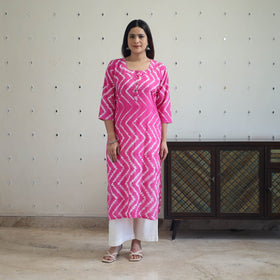 Buy Pink Tie & Dye Cotton Straight Shibori Kurta for Women
