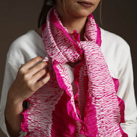 Pink - tie & dye gajji silk shibori stole 12 - handcrafted