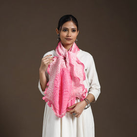 Buy Pink  Tie & Dye Gajji Silk Shibori Stole