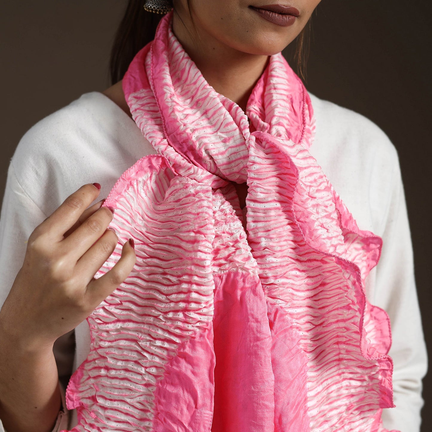 Buy Pink  Tie & Dye Gajji Silk Shibori Stole