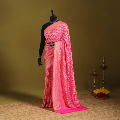 Pink - tie-dye georgette banarasi neem zari jaal kutch