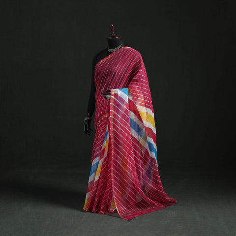 Tie-dye kota doria cotton leheriya saree 16 - handcrafted