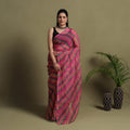  Pink Tie-Dye Kota Doria Cotton Leheriya Saree
