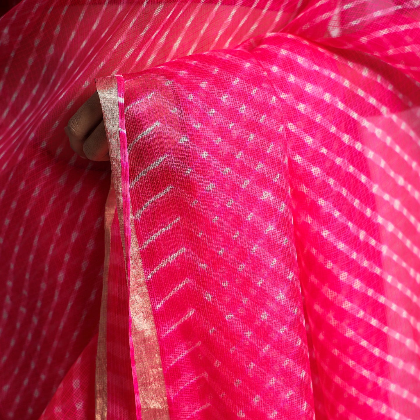  Leheriya Tie-Dye Mothra Kota Doria Silk Saree 