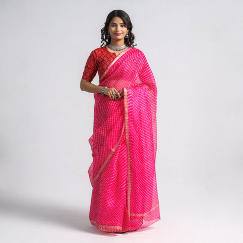  Leheriya Tie-Dye Mothra Kota Doria Silk Saree 