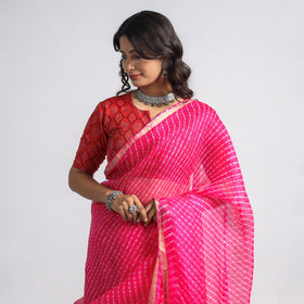  Leheriya Tie-Dye Mothra Kota Doria Silk Saree 