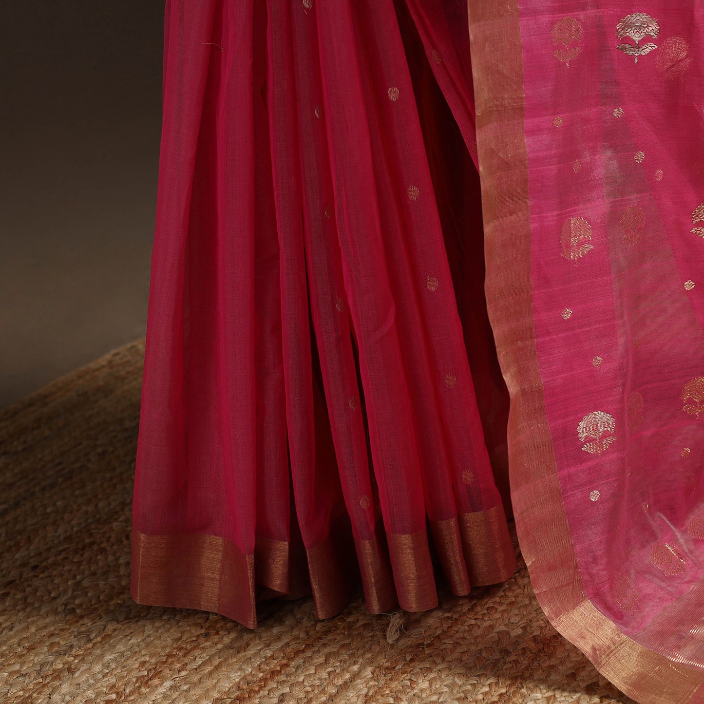 Pink - traditional buta handloom zari work chanderi silk