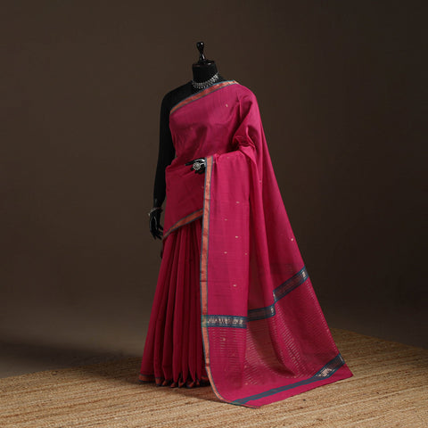 Pink - traditional buti handloom zari work saree 18