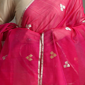  Traditional Chanderi Silk Handloom Zari Buti Dupatta with Tassels 18 
