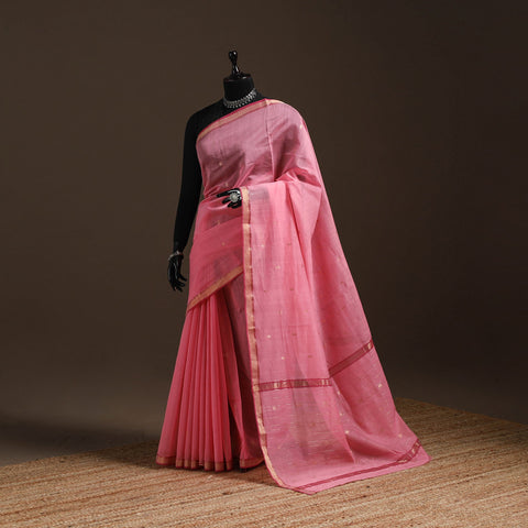 Pink - traditional handloom zari buti chanderi silk saree