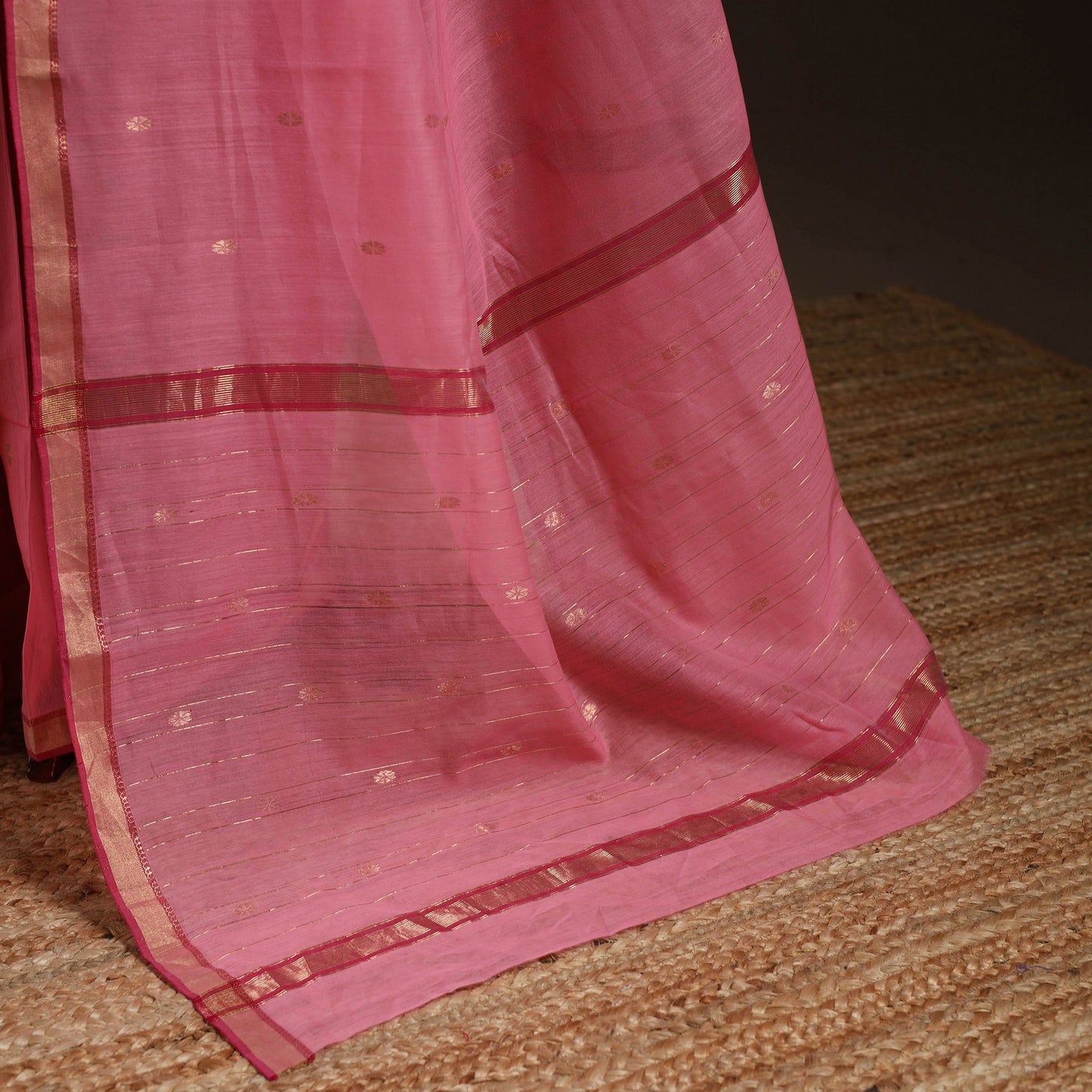 Pink - traditional handloom zari buti chanderi silk saree