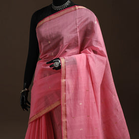 Pink - traditional handloom zari buti chanderi silk saree