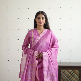 Buy Traditional Maheshwari Silk Bagru Print Kurta Set