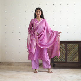 Buy Traditional Maheshwari Silk Bagru Print Kurta Set