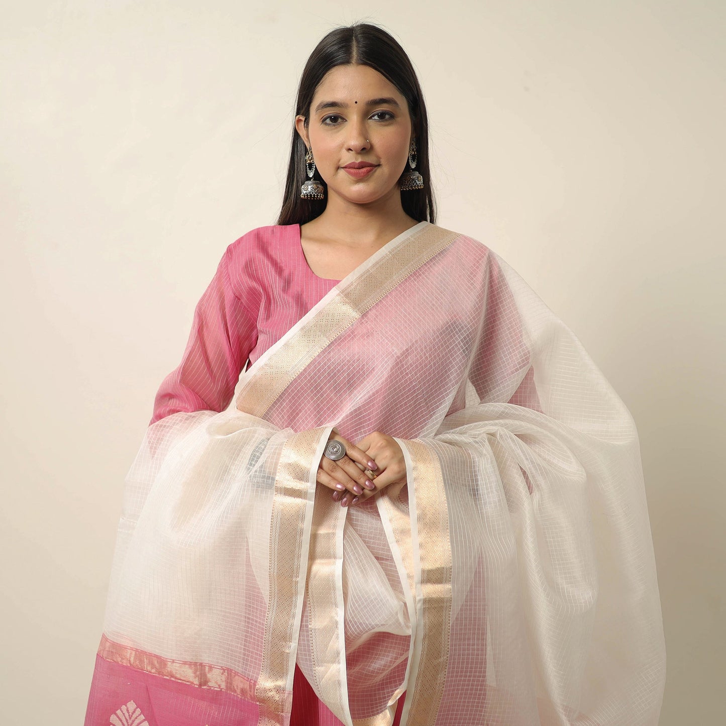 Buy Traditional Maheshwari Silk Handloom Kurta with Dupatta Set 03 Online at iTokri.com